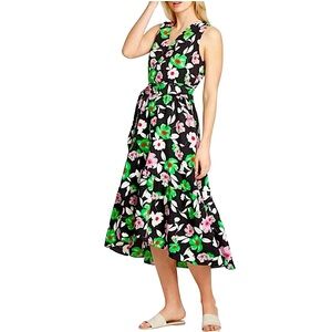 Who What Wear 80’s Floral Tie Waist Midi  Dress S
Ruffle Hem